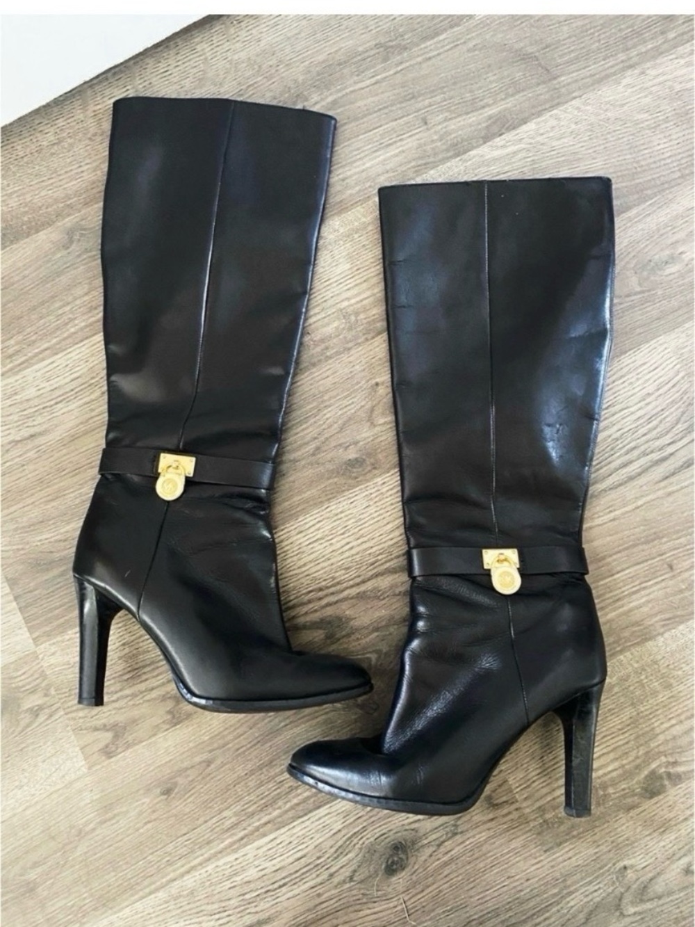 MICHAEL KORS Black Tall Leather Boots Size 7 1/2 - Picture 4 of 8